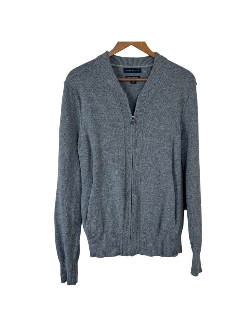 Banana Republic Grey Wool Blend Full Zip Cardigan Men's Small Academia Preppy